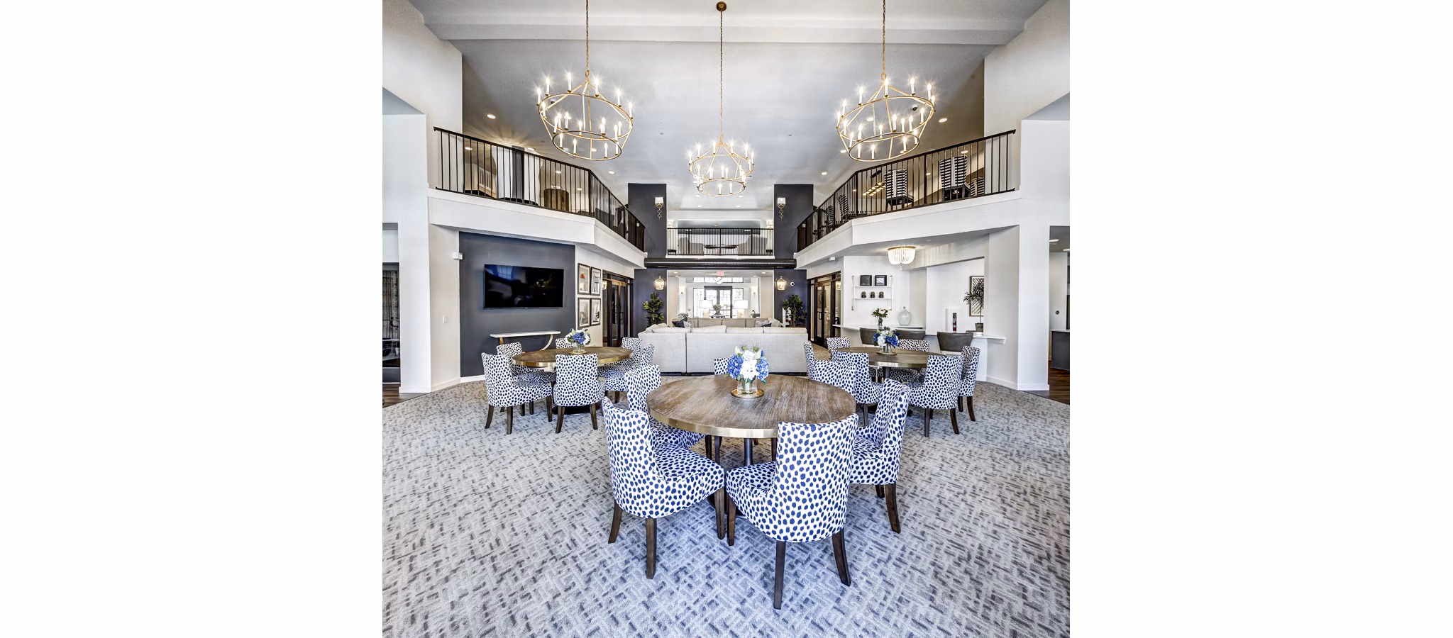 Clubhouse featuring modern lounge with seating areas at NorthStar Georgetown Apartments