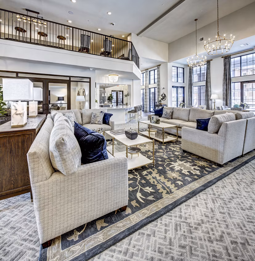 Clubhouse with modern design elements at NorthStar Georgetown Apartments, featuring luxury seating and amenities for residents