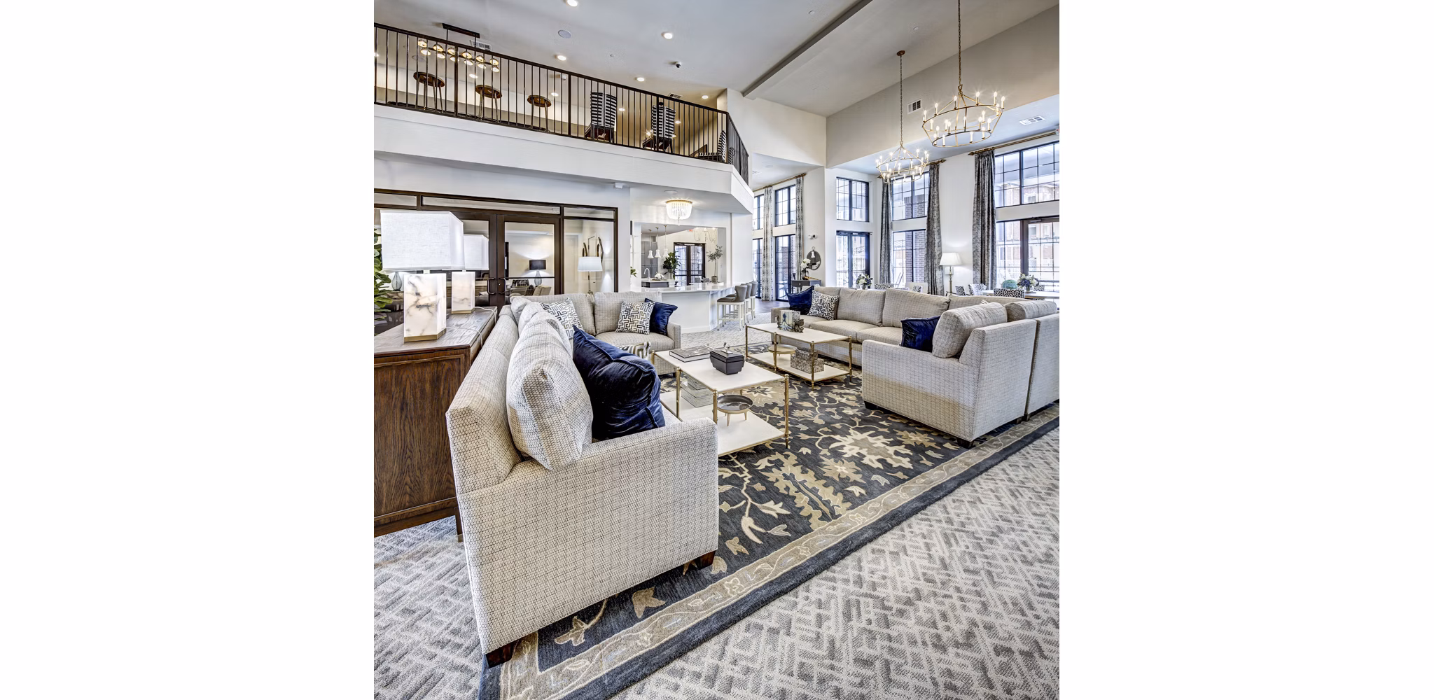 Clubhouse with modern design elements at NorthStar Georgetown Apartments, featuring luxury seating and amenities for residents