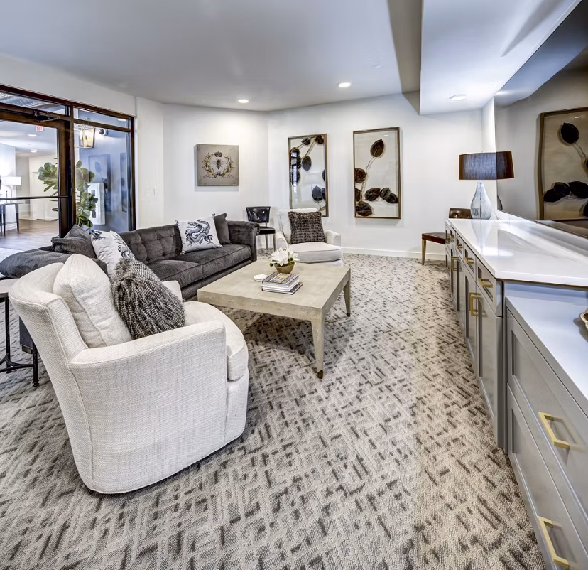 Clubhouse featuring modern design and comfortable seating at NorthStar Georgetown Apartments