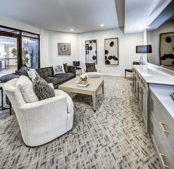 Clubhouse featuring modern design and comfortable seating at NorthStar Georgetown Apartments