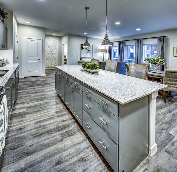 Kitchen featuring modern appliances and granite countertops at NorthStar Georgetown Apartments