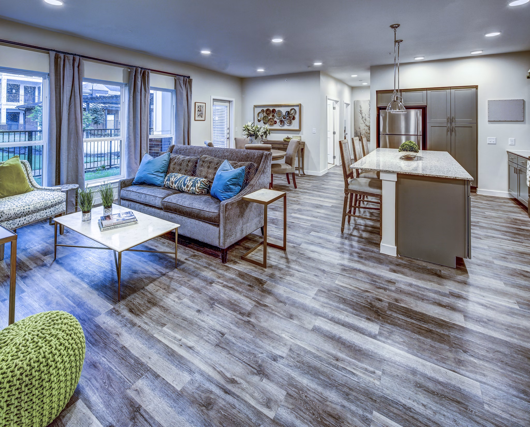 Spacious living room with modern decor in NorthStar Georgetown Apartments
