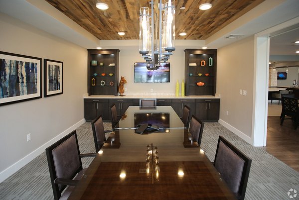 Meeting facility with modern design and audio-visual equipment at The Orchards at Arlington Highlands Apartments