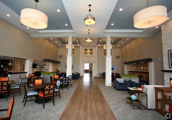 Orchards at Arlington Highlands: Stylish clubhouse interior with modern decor and social seating area