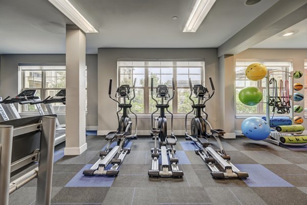 Modern fitness center with state-of-the-art equipment at The Orchards at Arlington Highlands Apartments
