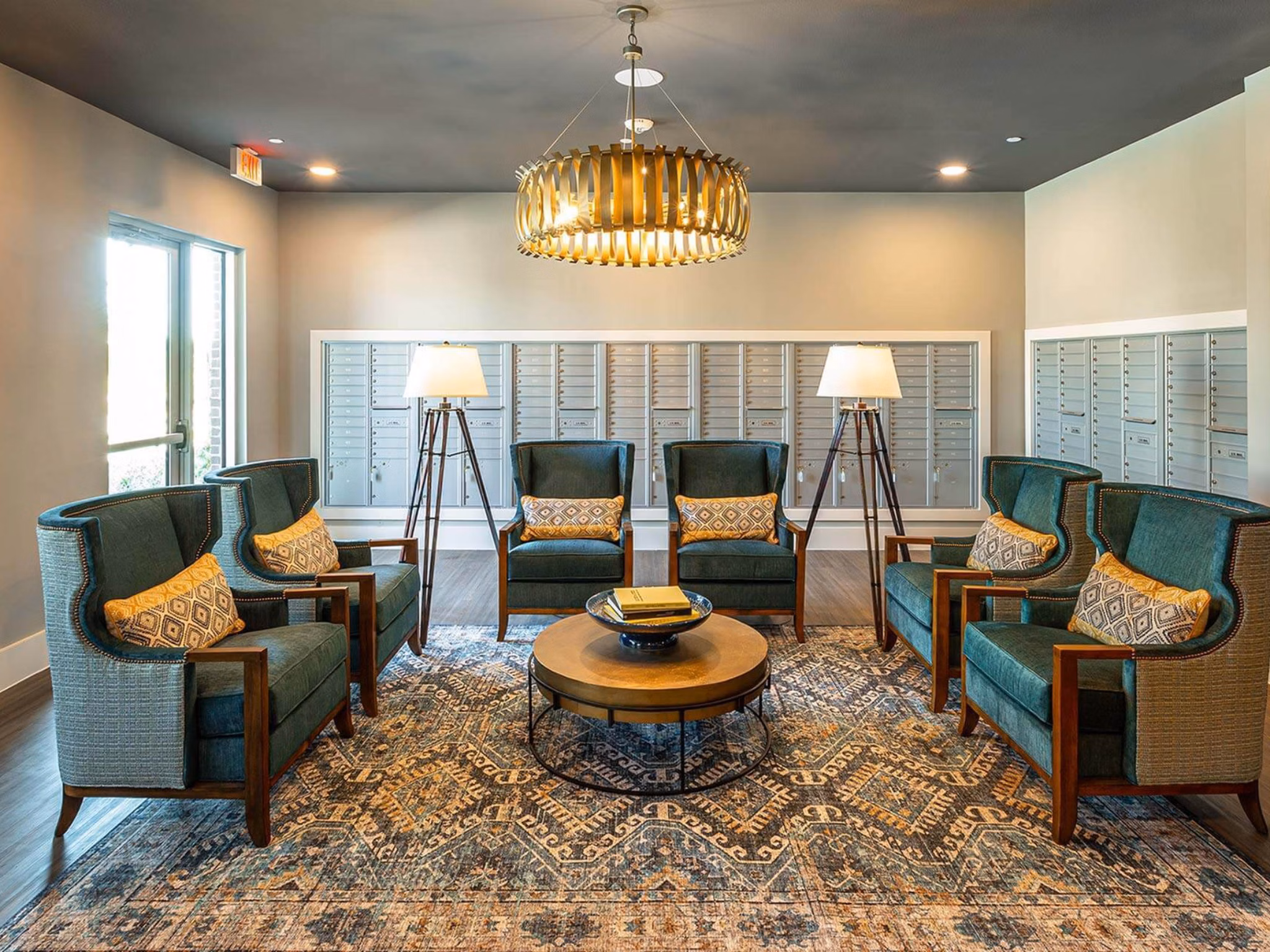 Clubhouse featuring modern decor and amenities at The Orchards at Market Plaza Apartments
