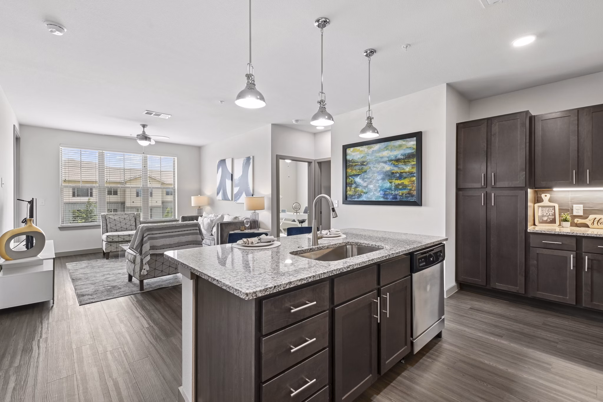 living room at The Orchards at Market Plaza Apartments