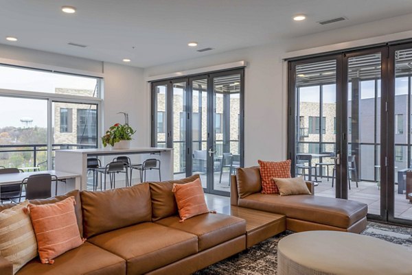 Clubhouse with modern design at The Lydell Apartments featuring luxury amenities and contemporary seating areas