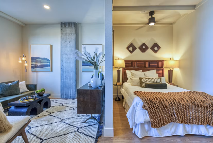bedroom at One Seven at Belleview Station Apartments