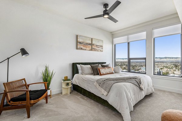 bedroom at One Seven Belleview Station Apartments