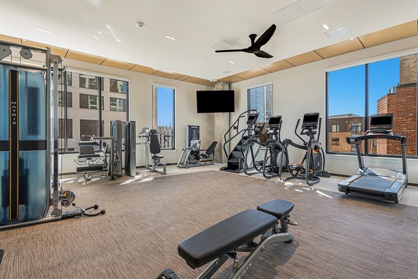 fitness center at One Seven Belleview Station Apartments