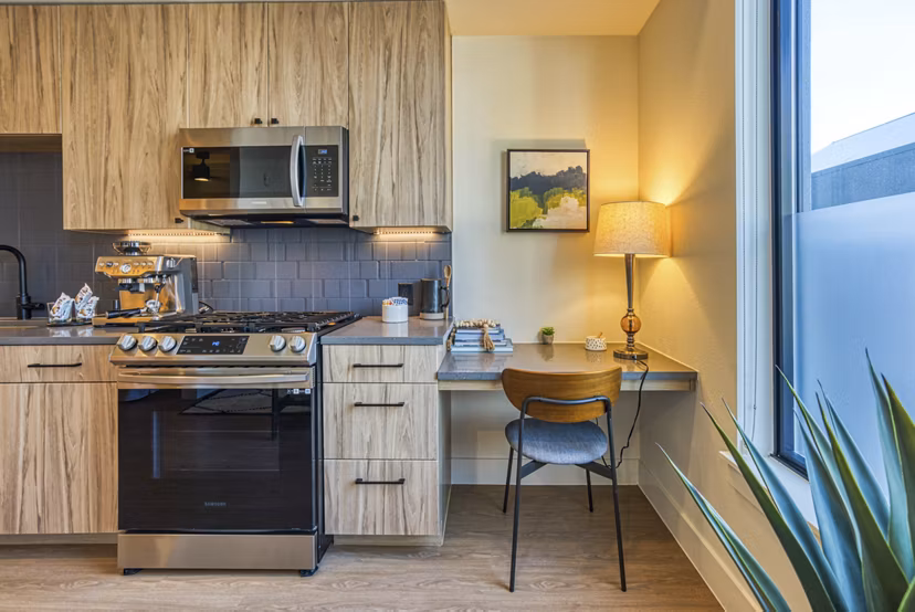 kitchen at One Seven at Belleview Station Apartments