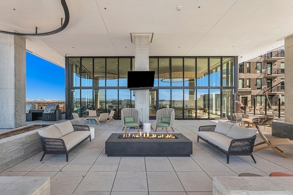 Cozy fire pit area at One Seven Belleview Station Apartments
