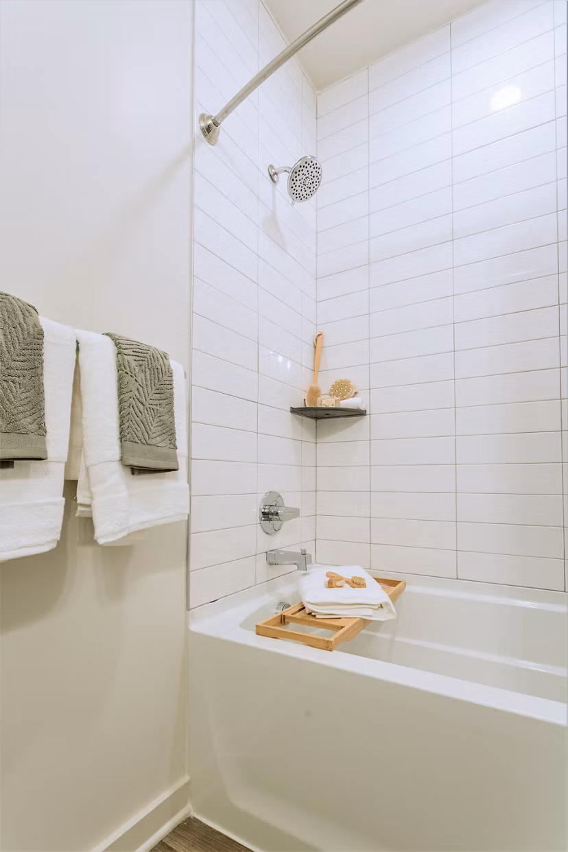 Bathroom featuring modern fixtures at Birchway Rivergate Apartments
