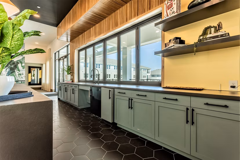 Clubhouse featuring modern design and comfortable seating at Birchway Rivergate Apartments, perfect for social gatherings and events