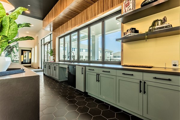 Clubhouse featuring modern design and comfortable seating at Birchway Rivergate Apartments, perfect for social gatherings and events