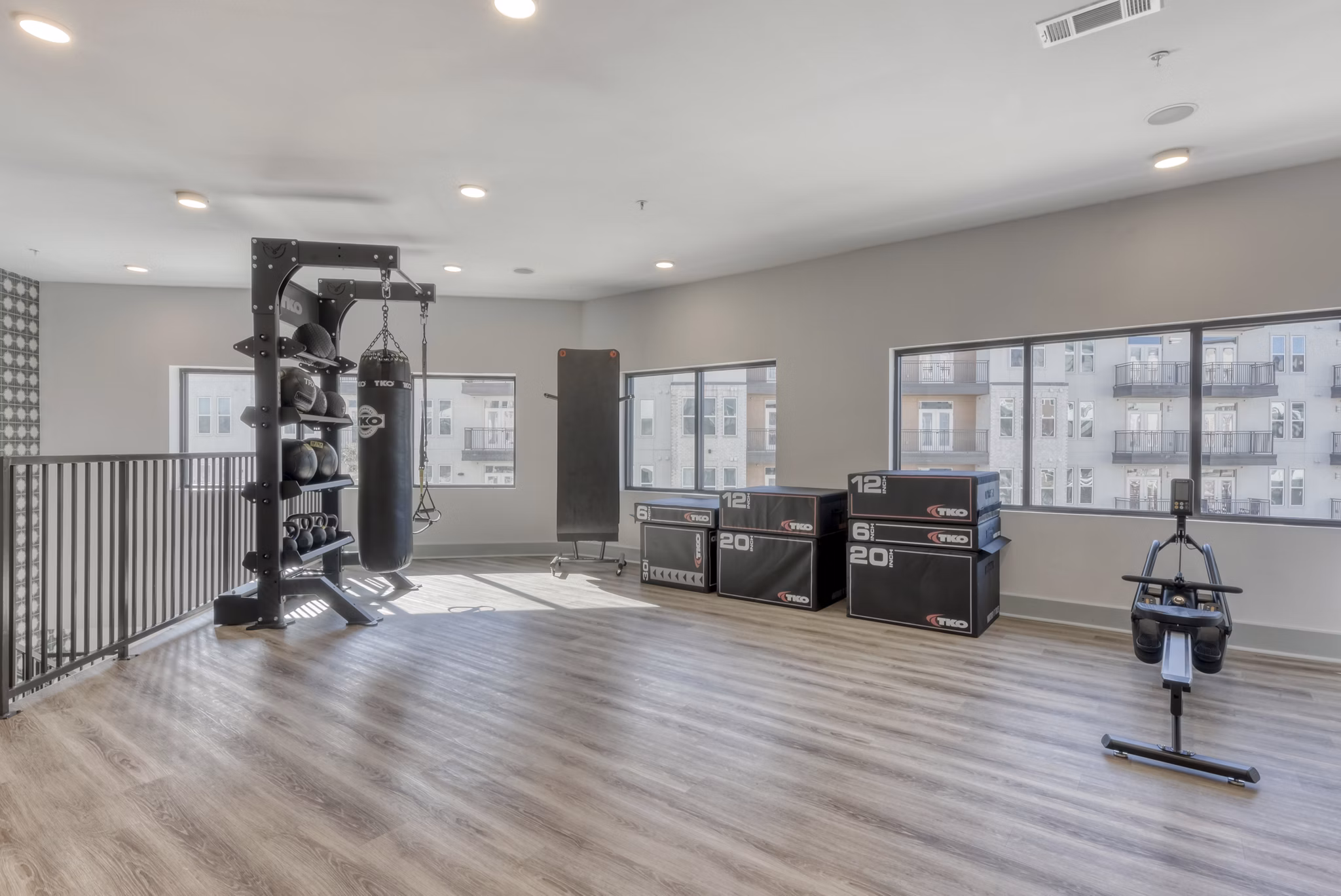 fitness center at The Cortesin at Eilan Apartments