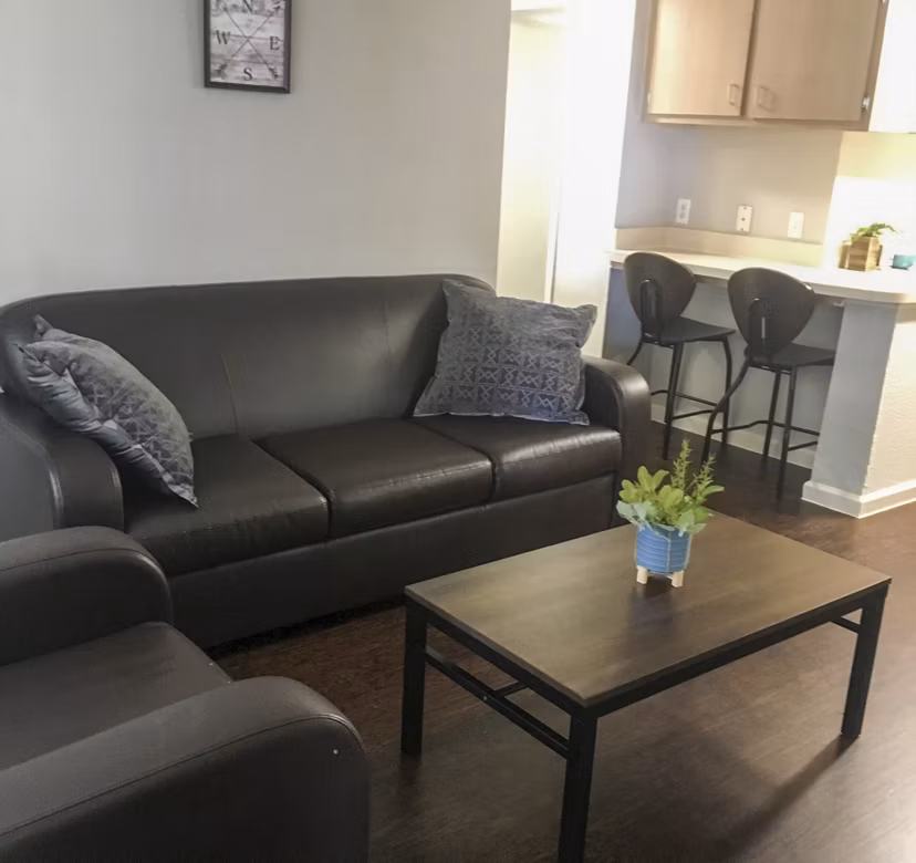 living room at University Village Apartments