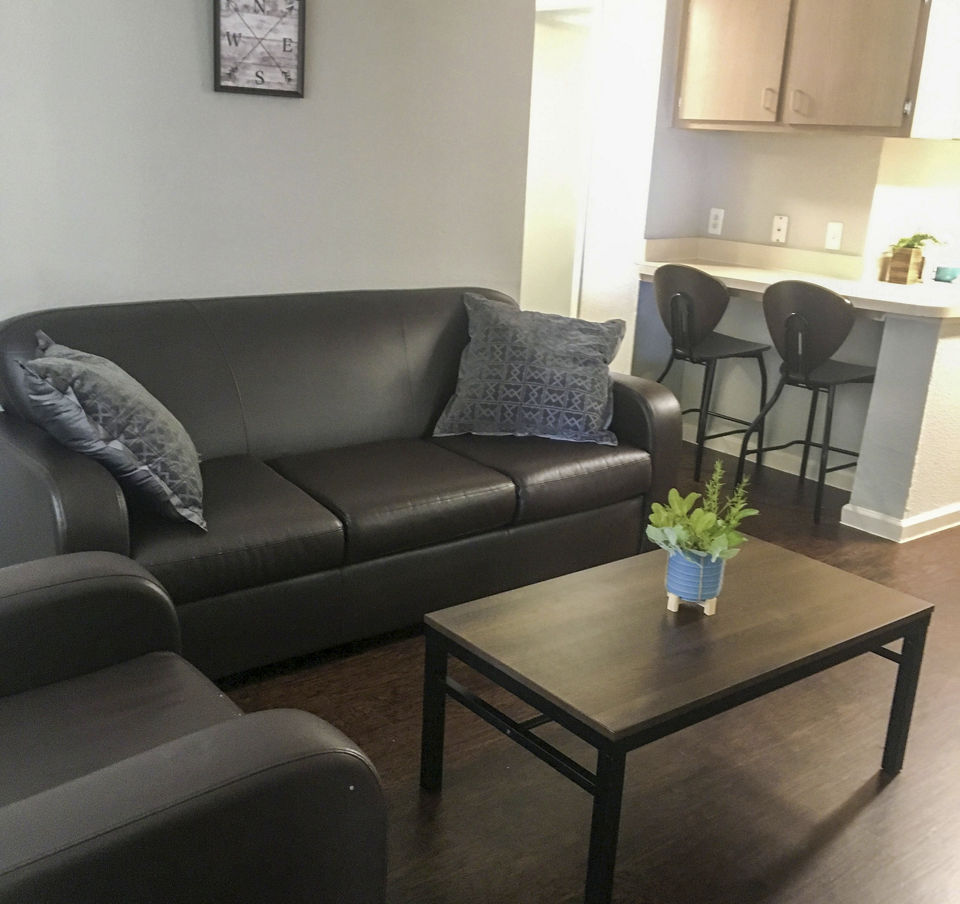 living room at University Village Apartments