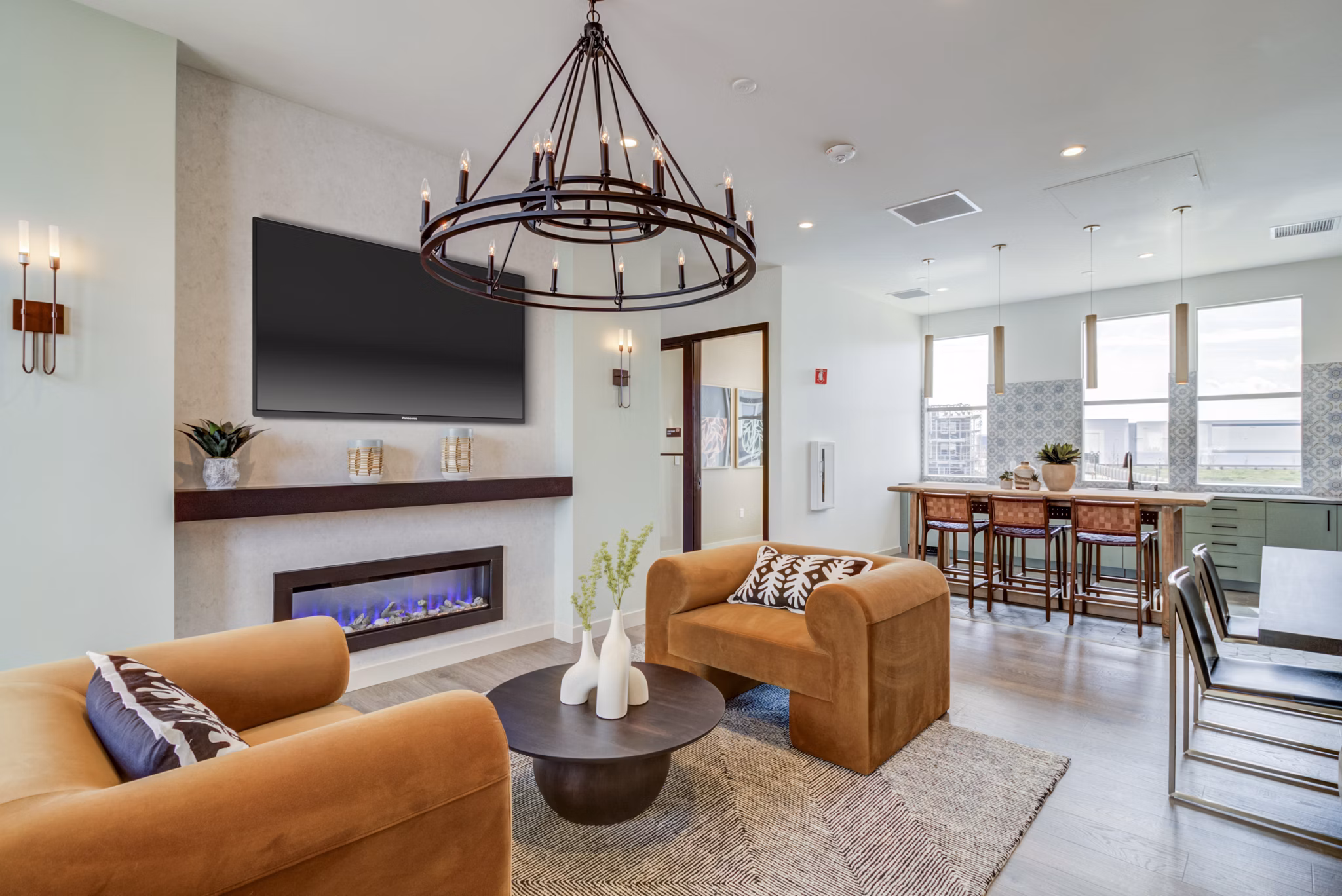 Modern clubhouse with sleek interiors at Vida at Morgan Hill Apartments