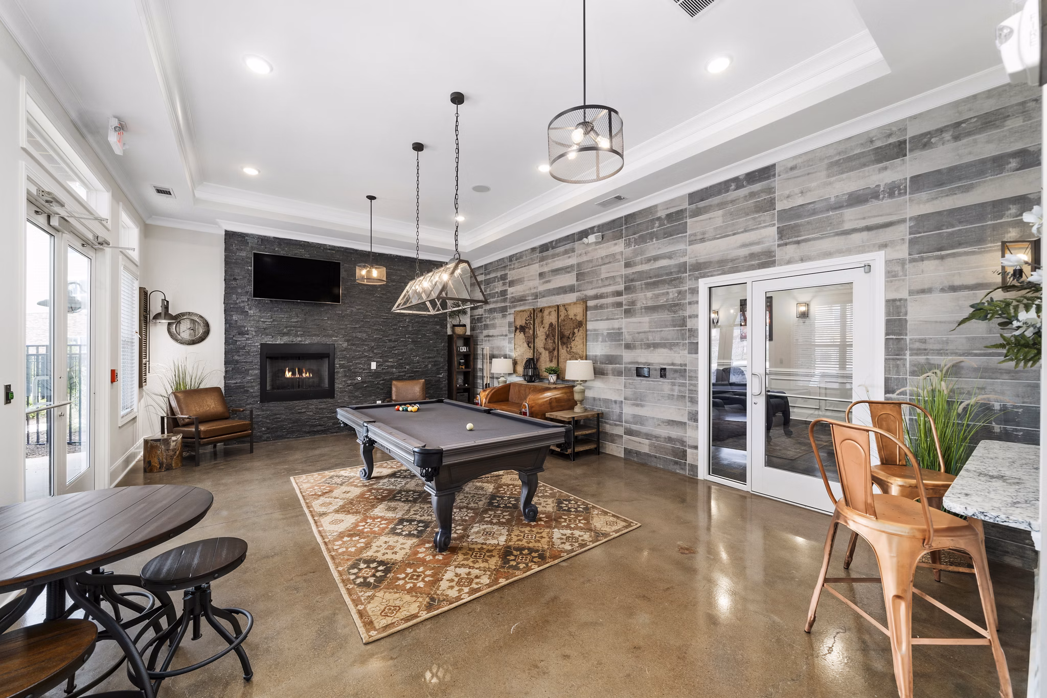 Stylish clubhouse with modern furnishings at Easton Place Apartments