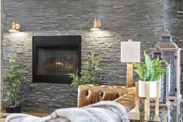 Clubhouse with modern design and lush landscaping at Easton Place Apartments
