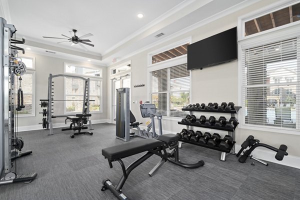 State-of-the-art fitness center at Easton Place Apartments with modern equipment for luxury living