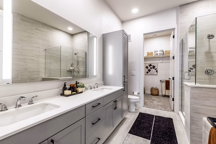 Bathroom with modern fixtures and sleek design at Gramercy at Northline Apartments