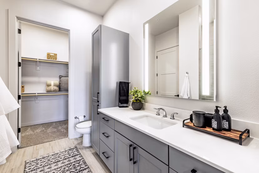 Bathroom featuring modern design and sleek fixtures at Gramercy at Northline Apartments