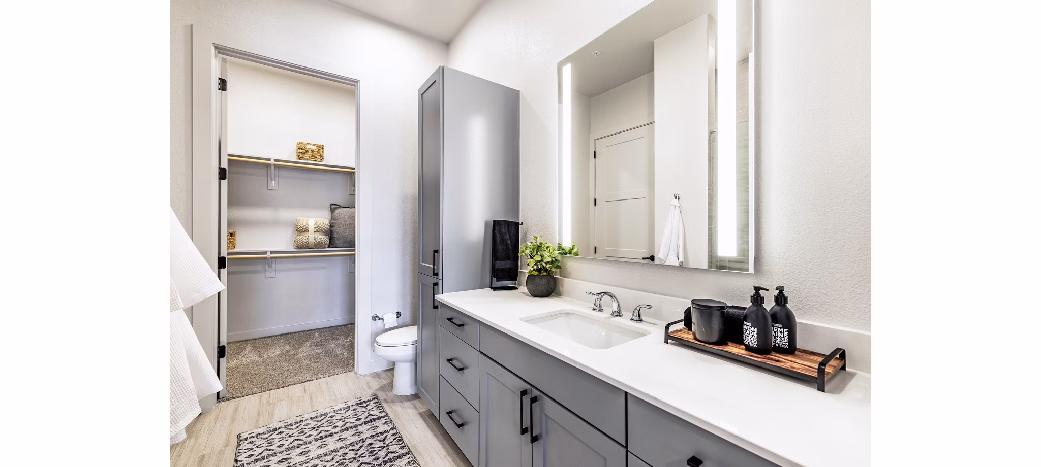 Bathroom featuring modern design and sleek fixtures at Gramercy at Northline Apartments