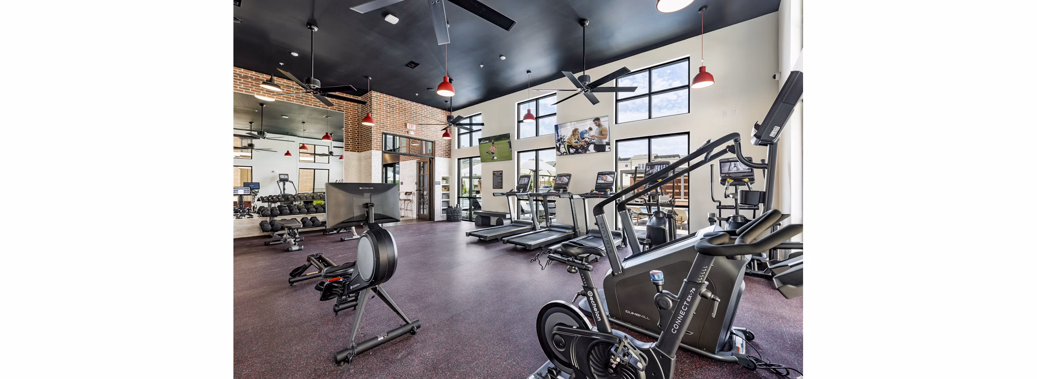 State-of-the-art fitness center with modern equipment at Gramercy at Northline Apartments