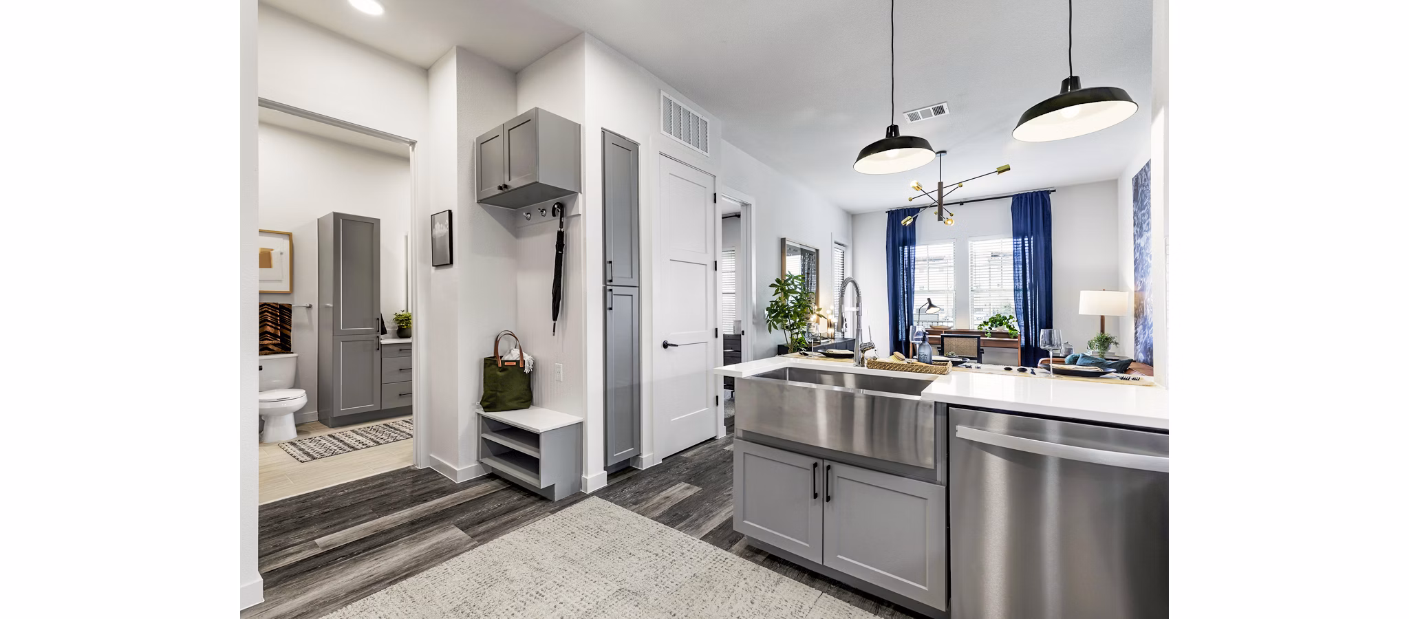 Kitchen featuring modern appliances and sleek design at Gramercy at Northline Apartments