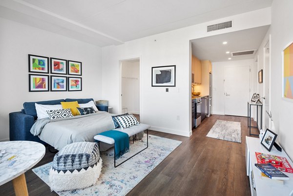 Cozy bedroom with modern decor at Broadridge Apartments