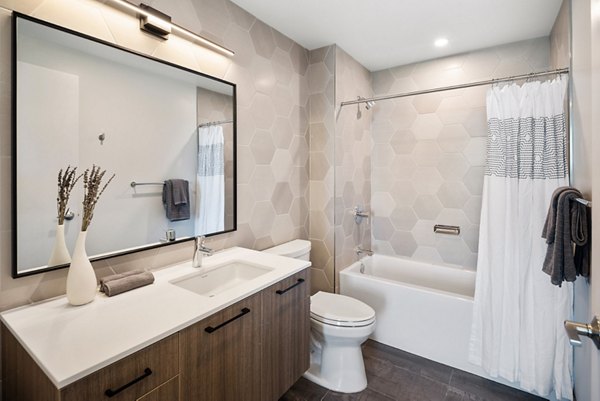 Modern bathroom with sleek fixtures at Broadridge Apartments