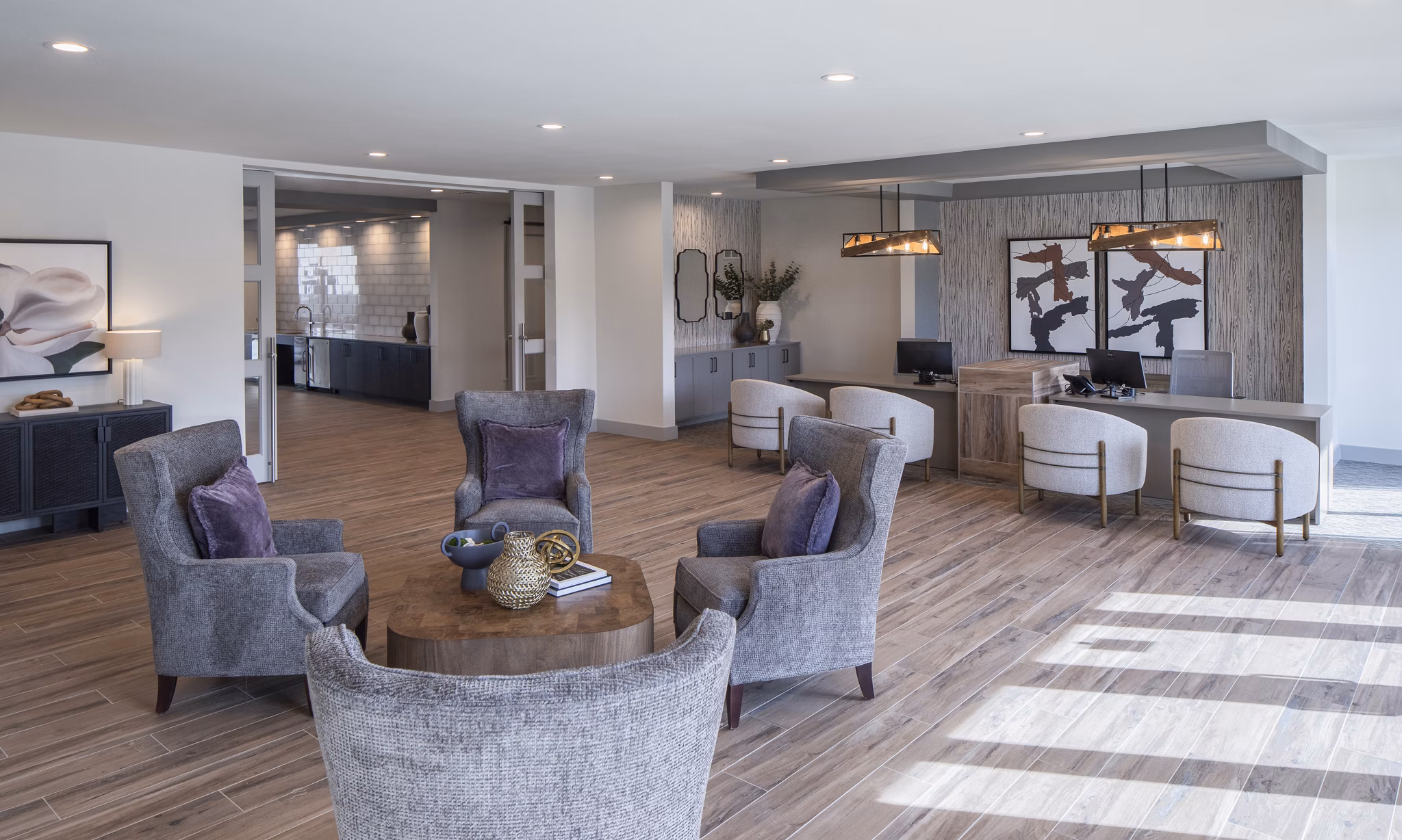 Modern clubhouse featuring vibrant seating and pool table at Prose KTX Apartments, ideal for social gatherings and relaxation