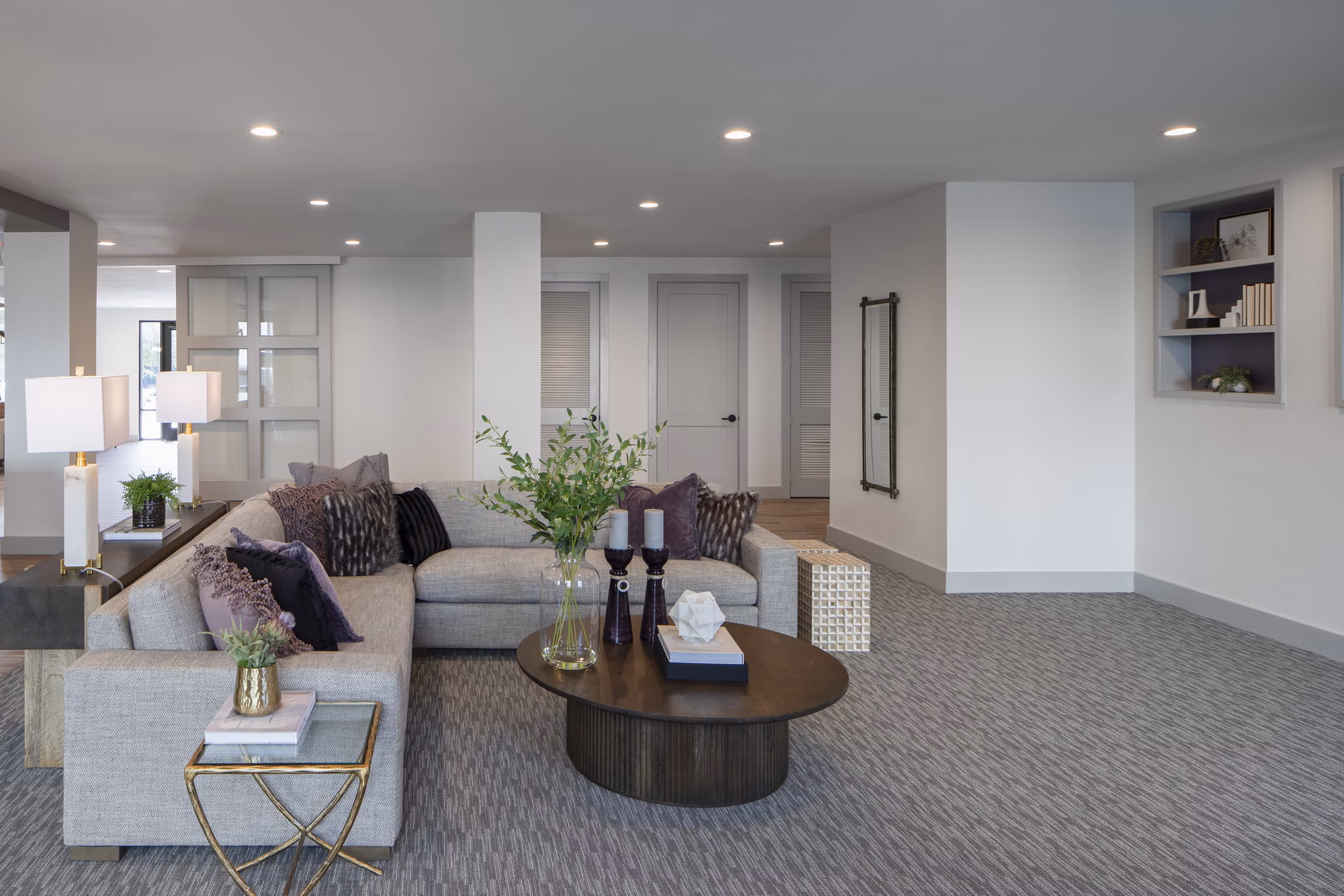 Contemporary clubhouse with cozy seating at Prose KTX Apartments