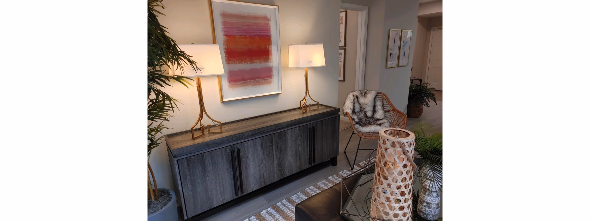 Spacious living room with modern decor in Nav850 Apartments, showcasing comfort and style for luxury living