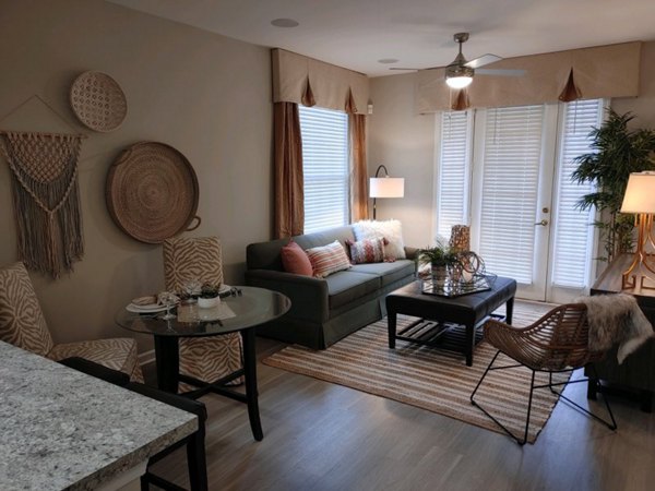 Spacious living room with modern decor in Nav850 Apartments offering luxury living in the heart of the city