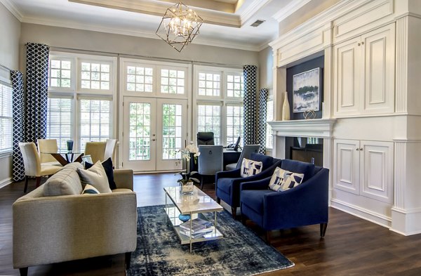 Elegant clubhouse with modern design at Aventura Decatur Apartments, ideal for community gatherings and social events