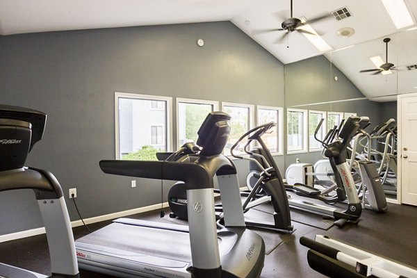 State-of-the-art fitness center at Aventura Dunwoody Apartments, featuring modern equipment and spacious workout areas
