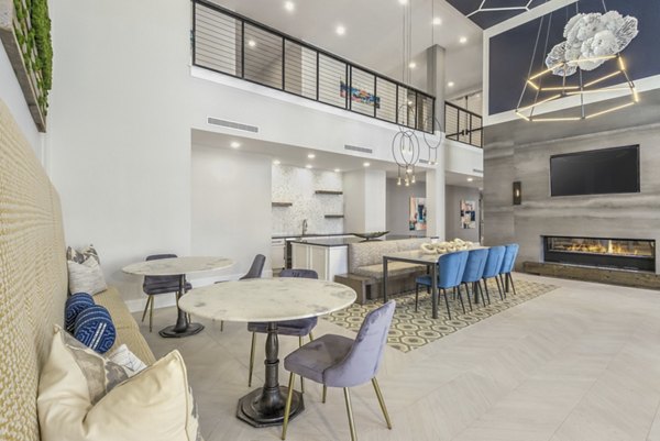 The Mason at Six Mile Creek: Modern clubhouse with sleek design and communal spaces in luxury apartments