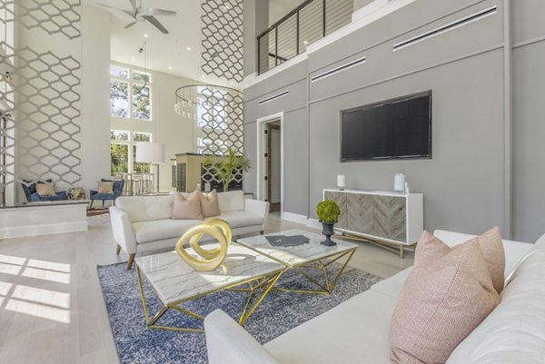 Clubhouse at The Mason: Elegant event space with contemporary design at Six Mile Creek Apartments in Greystar communities