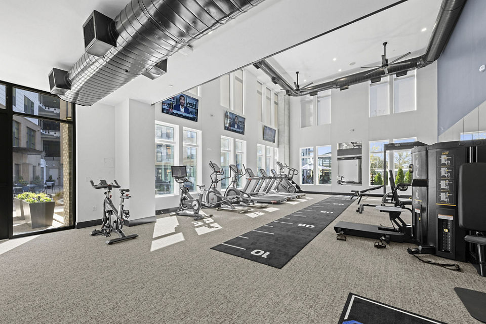 fitness center at Solis LoSo Apartments