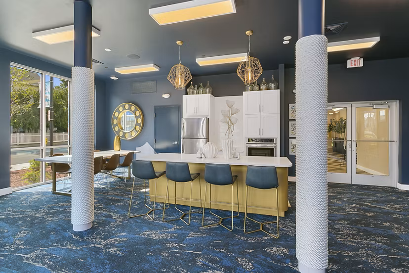 Luxurious clubhouse with modern furnishings at Harbor Landing Apartments