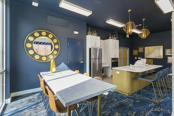 Spacious clubhouse with modern decor at Harbor Landing Apartments
