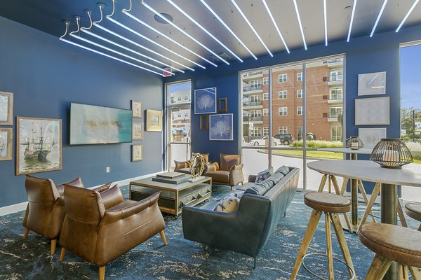 Clubhouse featuring modern design and social spaces at Harbor Landing Apartments