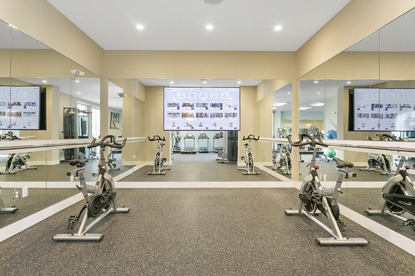 Yoga and spin studio with modern equipment at Harbor Landing Apartments