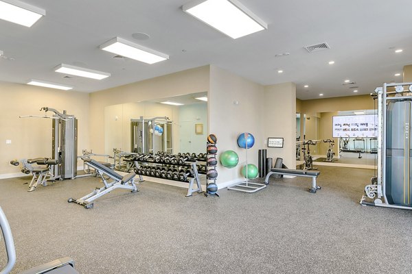 Fitness center featuring modern equipment at Harbor Landing Apartments