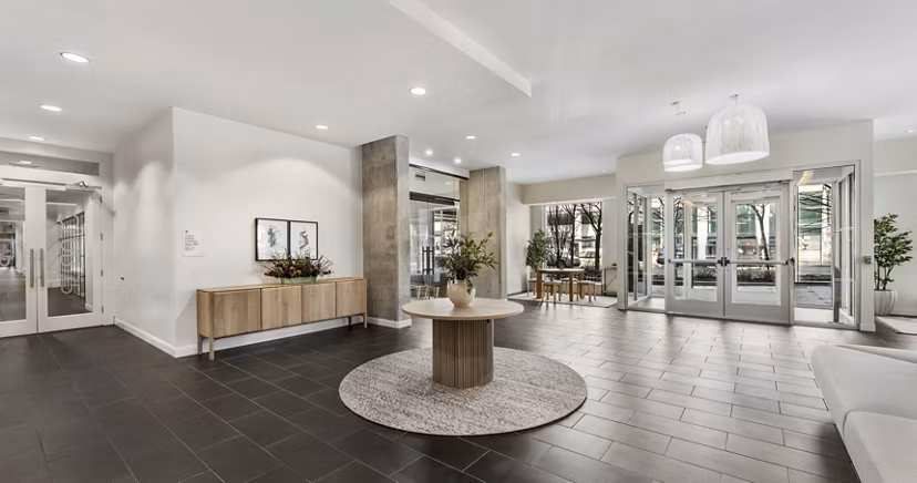 Spacious clubhouse featuring modern decor at 75 Tresser Apartments in Stamford